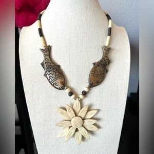 Artisan Nepal Fish and Flower Necklace